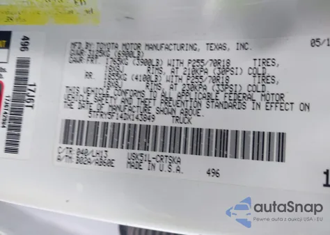 2013 Toyota Tundra Grade 5.7L V8 из США, поврежденный, VIN 5TFRY5F14DX143849